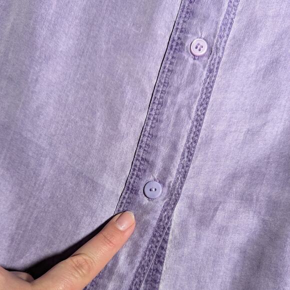 Vtg 1990s Hunt Club Lavender Purple Loose Fit Collared Silk Button Up Shirt Sz L - Picture 3 of 4